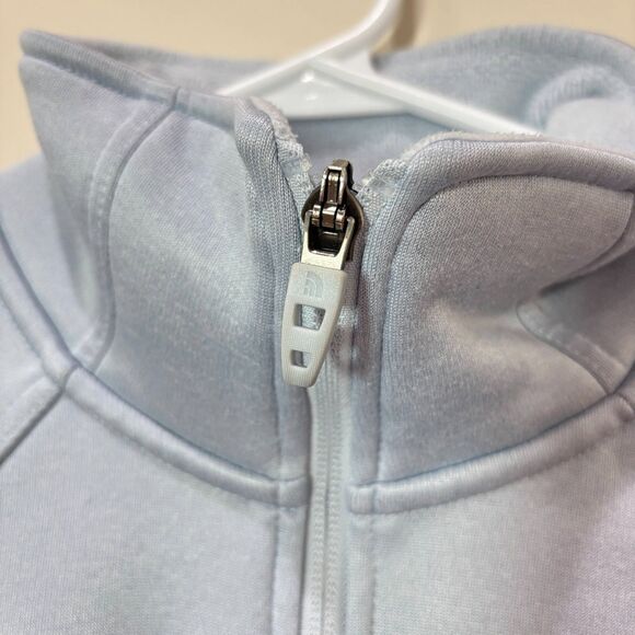 The North Face Jacket Women L Light Gray Blue Fleece Full Zip Hiking Pockets - Picture 4 of 10